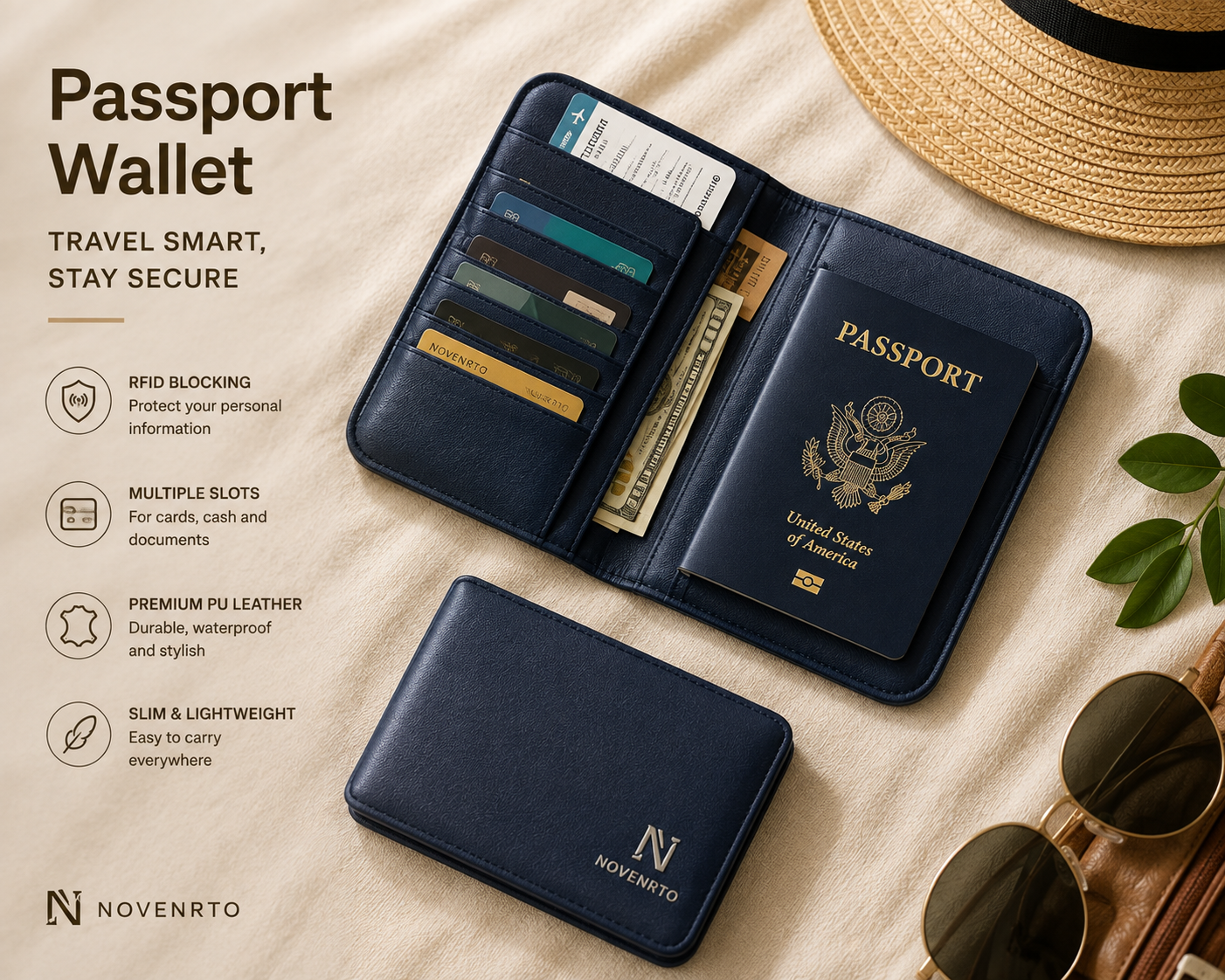 NOVERNTO Passport Wallet – Travel Document Organizer